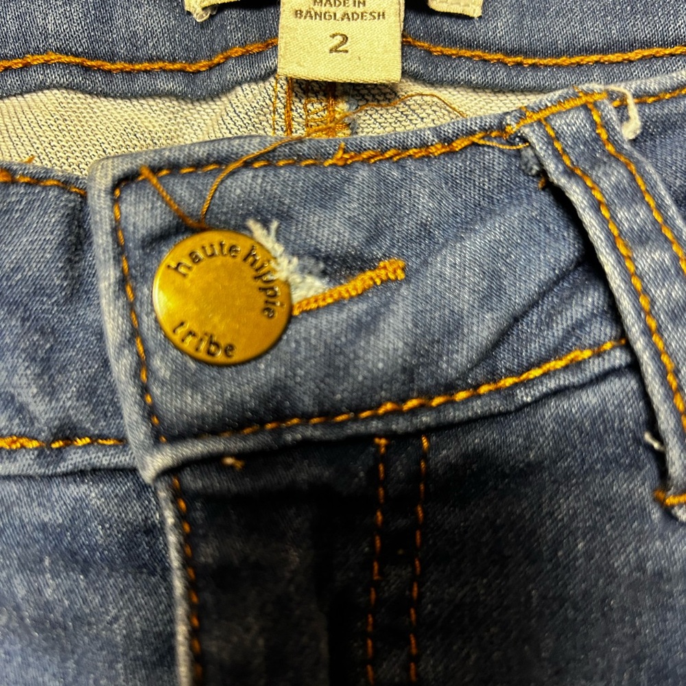 Haute Hippie Tribe Mid-Rise Women's Denim Jeans with Lace Hem Size 2 - Picture 7 of 8